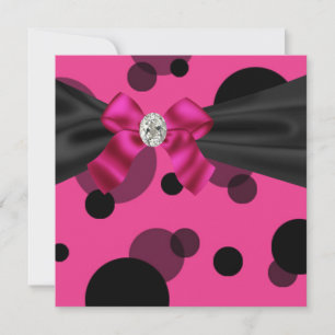 Invitation Bubbles Black Tie Soirée Rose et Noir Fête