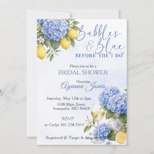 Invitation Bubbles & Blue avant le mariage Bridal Shower