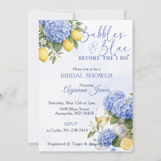Invitation Bubbles & Blue avant le mariage Bridal Shower