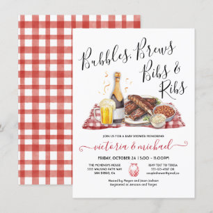 Invitation Bubbles Brews Bibs and Ribs Baby shower