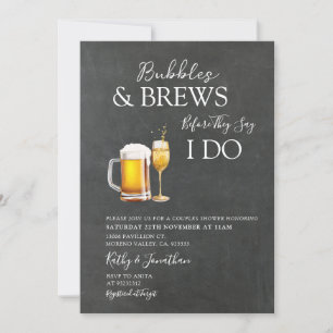 Invitation Bubbles & Brews Cocktail Chalkboard Couples Douche