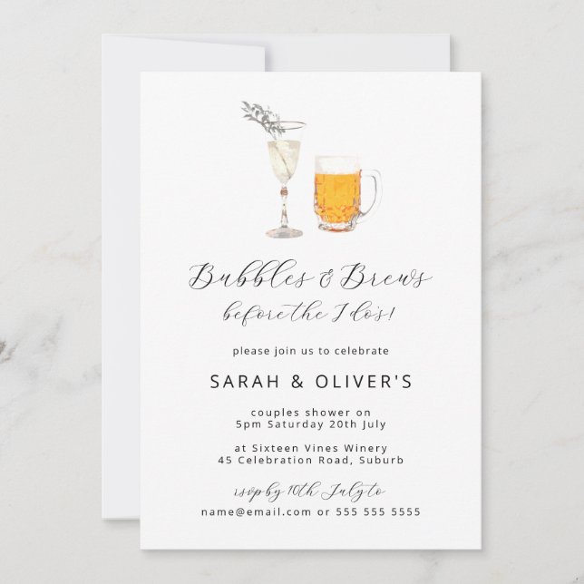 Invitation Bubbles et brasse avant le Wedding shower de moi (Devant)
