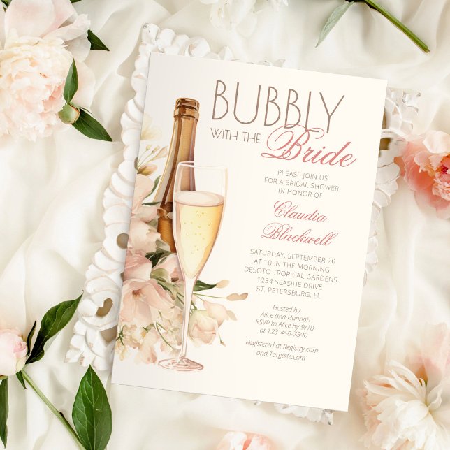 Invitation Bubbly Avec La Fête des mariées Champagne Bride (Créateur téléchargé)