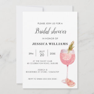 Invitation Bubbly Brunch Elegant Fête des mariées Cocktail Ro