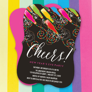 Invitation Bubbly coloré se réjouit Fun New Year's Eve Party