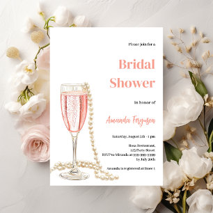 Invitation Bubbly déjeuner perles de poursuites rose Fête des