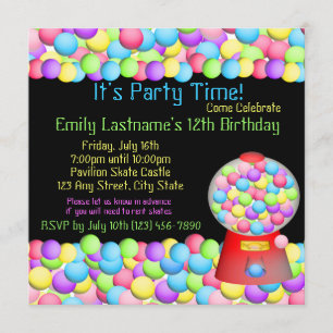 Invitation Buble Gum Party