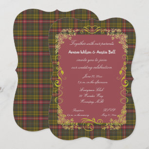 Invitation Buchanan Tartan Patiné avec Cadre Doré