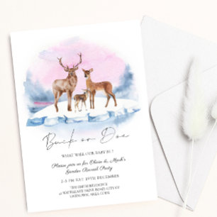 Invitation Buck or Doe Deer Christmas Winter Sexe Revey