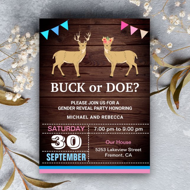 Invitation Buck or Doe Genre Revevela Party (Créateur téléchargé)
