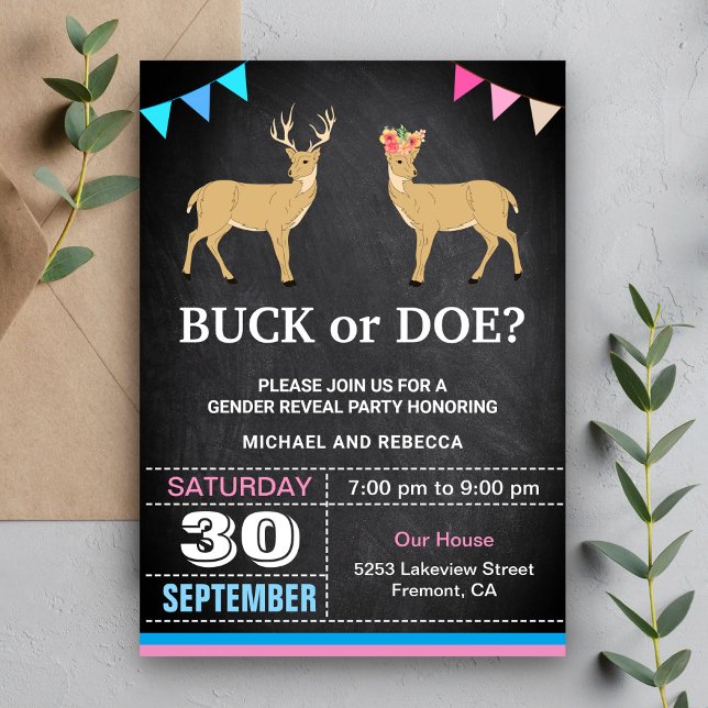 Invitation Buck or Doe Genre Revevela Party (Créateur téléchargé)