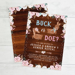 Invitation Buck ou Doe ? Révélation du baby shower