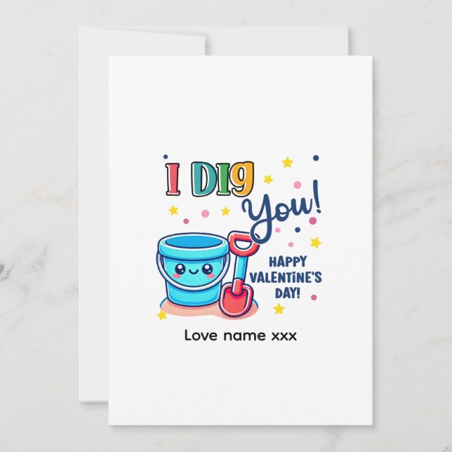 Invitation Bucket & Spade Gift idea “I Dig You” Valentine (Devant)