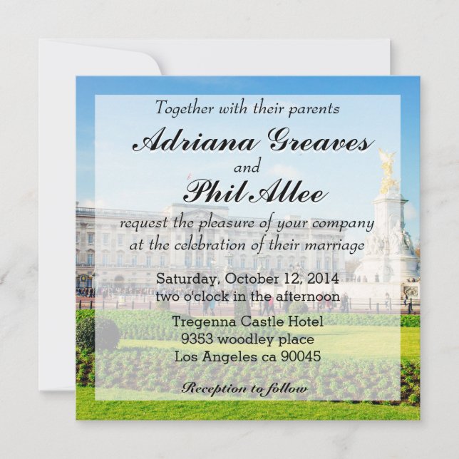 Invitation Buckingham Palace et mémorial de Victoria (Devant)