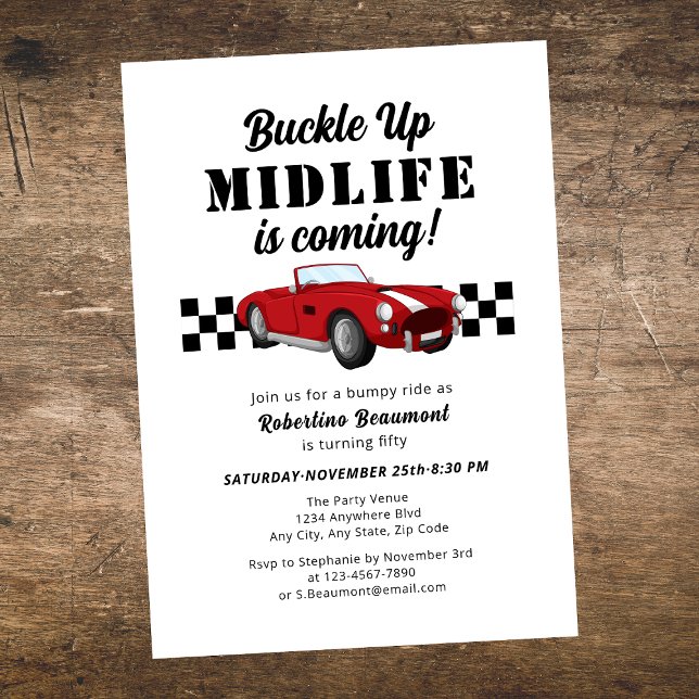 Invitation Buckle Up Funny Midlife Car 50e anniversaire (Créateur téléchargé)