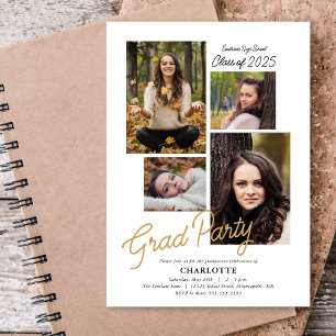 Invitation Budget 4 Collage de photos Parti de graduation