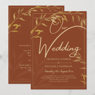 Invitation Budget All-in-1 Rustic Terracotta GOLD Mariage