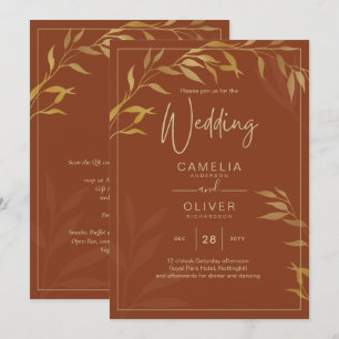 Invitation Budget All-in-1 Rustic Terracotta GOLD Mariage