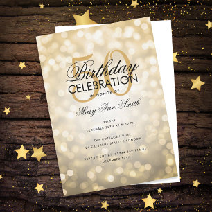 Invitation Budget Anniversaire Fête Élégante Gold Éclairage