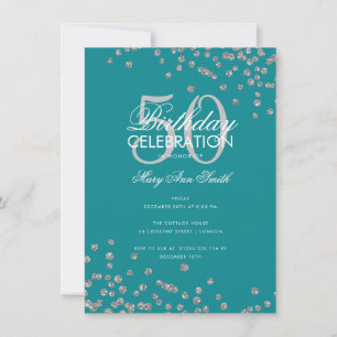 Invitation Budget Anniversaire Parties scintillant Argent Con