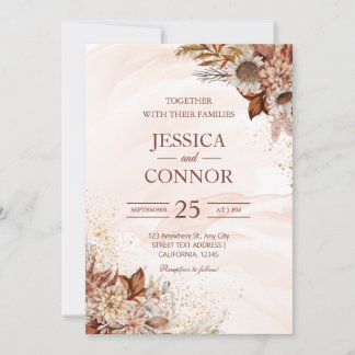 Invitation Budget Automne Aquarelle Florale Mariage