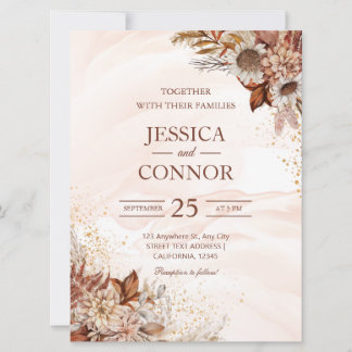 Invitation Budget Automne Aquarelle Florale Mariage