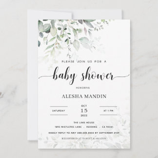Invitation Budget Baby shower vert neutre pour les femmes