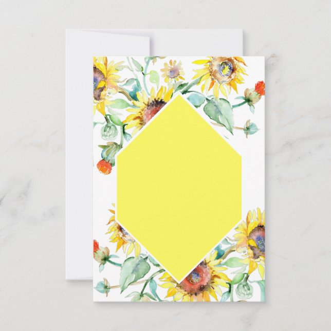 Invitation Budget blanc Sunny tournesols mariage (Devant)