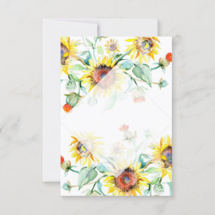 Invitation Budget blanc Sunny tournesols mariage