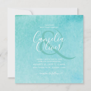 Invitation Budget BLIZZARD BLUE Watercolor Plage Mariage