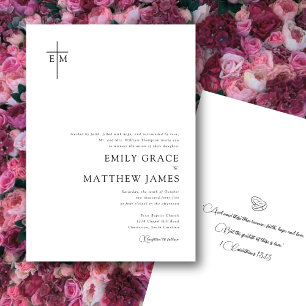 Invitation Budget Croix Chrétienne Monogrammée Moderne Minima