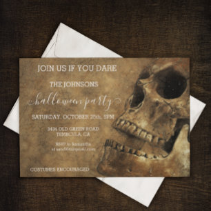 Invitation Budget de fête d'Halloween Crâne Vintage