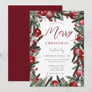 Invitation Budget Festif Wreath Corporate Christmas Party