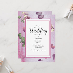 Invitation Budget Floral Bourgogne Aquarelle Élégante Mariage