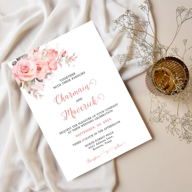 Invitation Budget Floral Mariage rose (Créateur téléchargé)