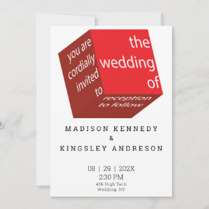 Invitation Budget Géométrique néo-high-tech épique Red Cube