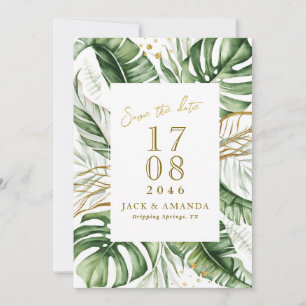 Invitation Budget Green Leaf Boho Wedding Enregistrer la date