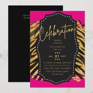 Invitation Budget jolie fille Sweet16 Gold Poster de animal I