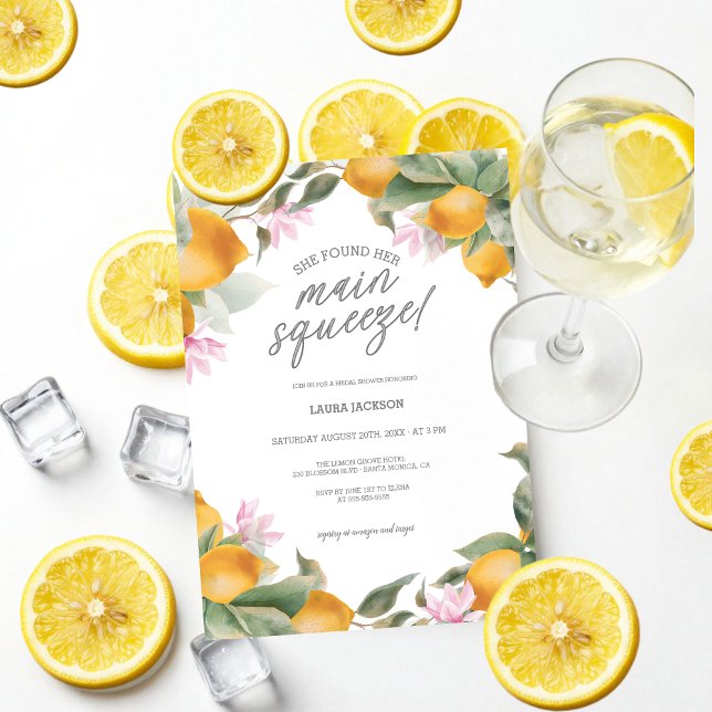 Invitation Budget Main Squeeze Lemon Wreath Bridal Shower (Créateur téléchargé)