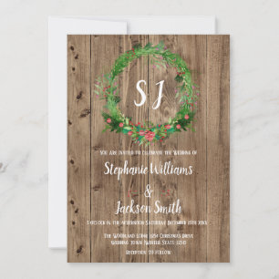 Invitation Budget Mariage Monogrammé Bois de Grange Rustique 