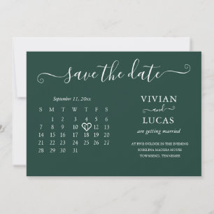 Invitation Budget minimaliste moderne Emerald Green Calendrie
