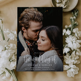 Invitation Budget Moderne Calligraphie Photo Code QR Mariage