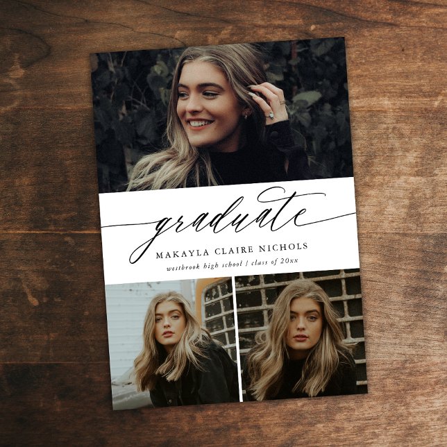 Invitation Budget Moderne Calligraphie Trois Diplômes Photo (Créateur téléchargé)