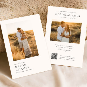 Invitation Budget moderne minimaliste photo QR Code Mariage