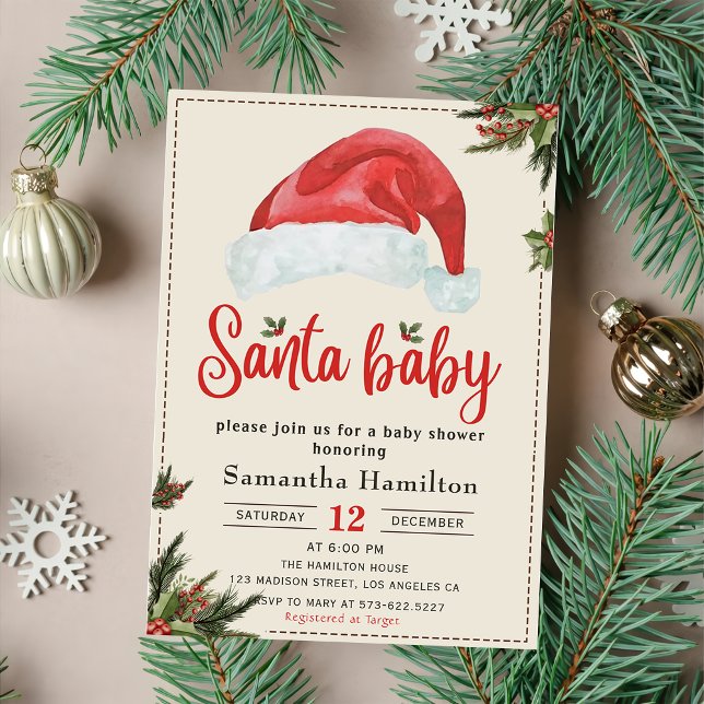 Invitation Budget Père Noël Baby Christmas Baby shower Invita (Créateur téléchargé)