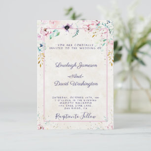 Invitation Budget Pretty Rose et mariage floral violet Invi