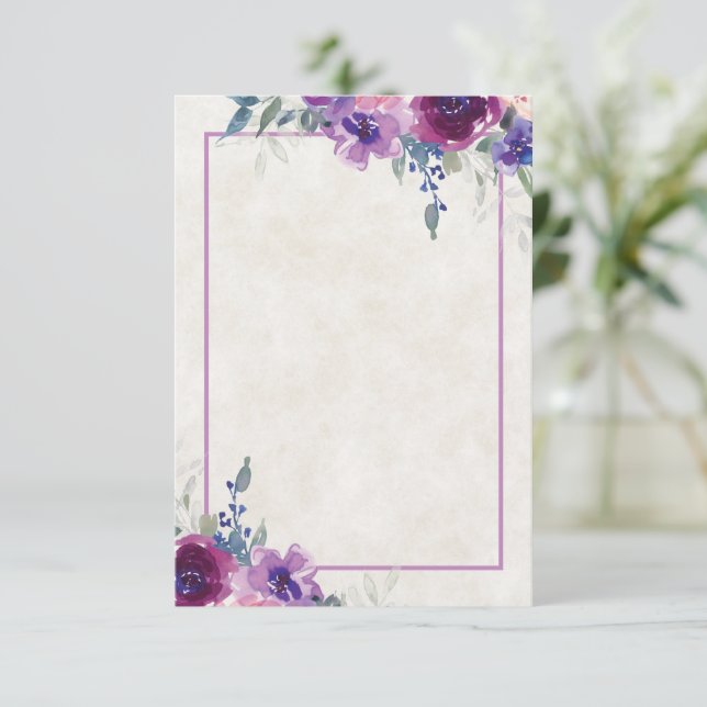 Invitation Budget prévisionnel  floral violet et mauve  maria (Debout devant)