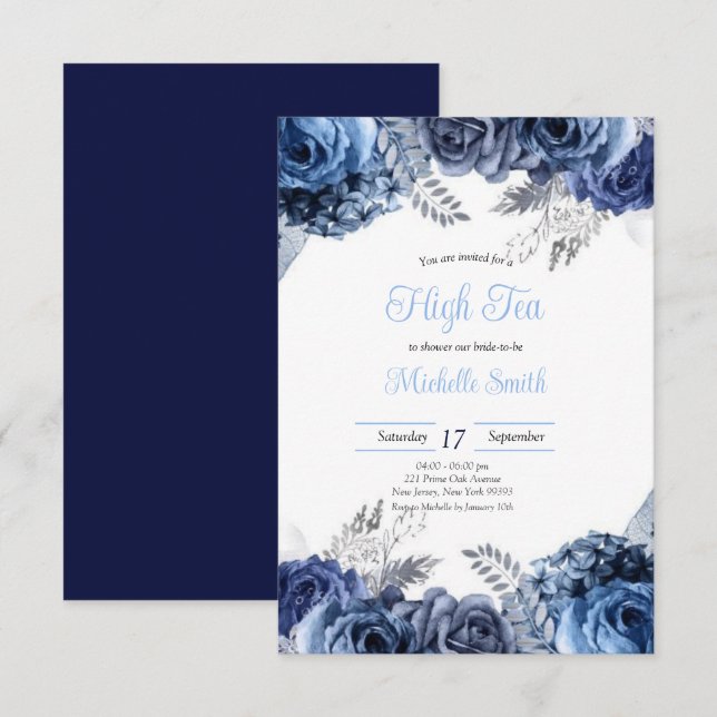 Invitation Budget Purple Florals Bridgerton Bridal Shower (Devant / Derrière)