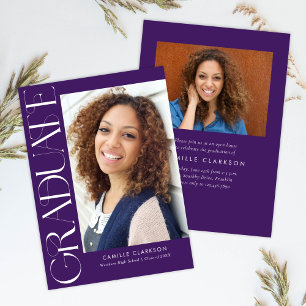 Invitation Budget Purple Moderne Vertical Deux Diplômes Photo