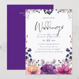 Invitation BUDGET Purple Orange Dusk jusqu'à l'aube Mariage I